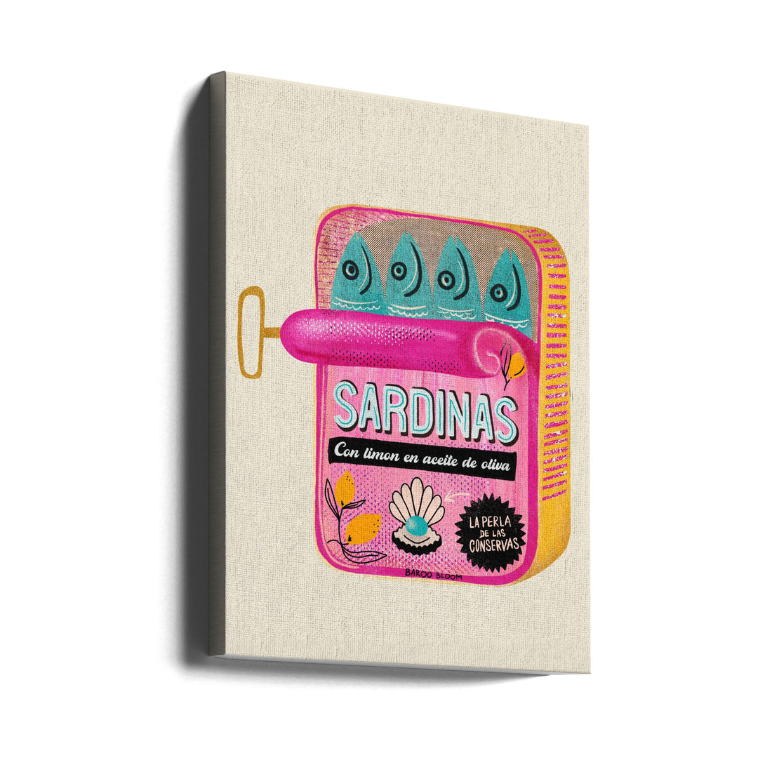 Sardines Tin Can by Baroo Bloom | Vintage Pop Art Packaging, Large Canvas Wall Art Print | Artsy Earth