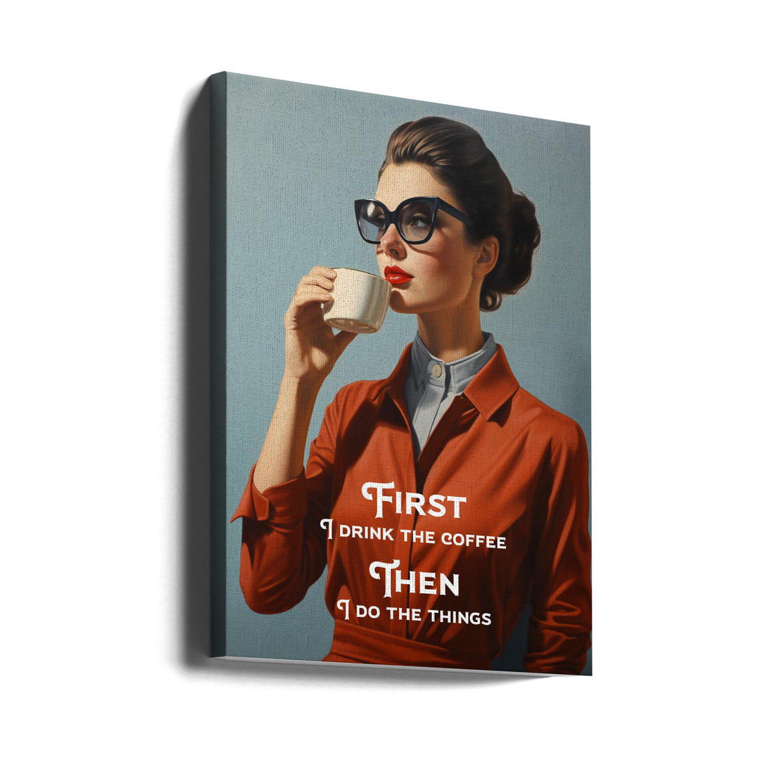 First I drink the coffee by Andreas Magnusson | Vintage Coffee Break, Large Canvas Wall Art Print | Artsy Earth