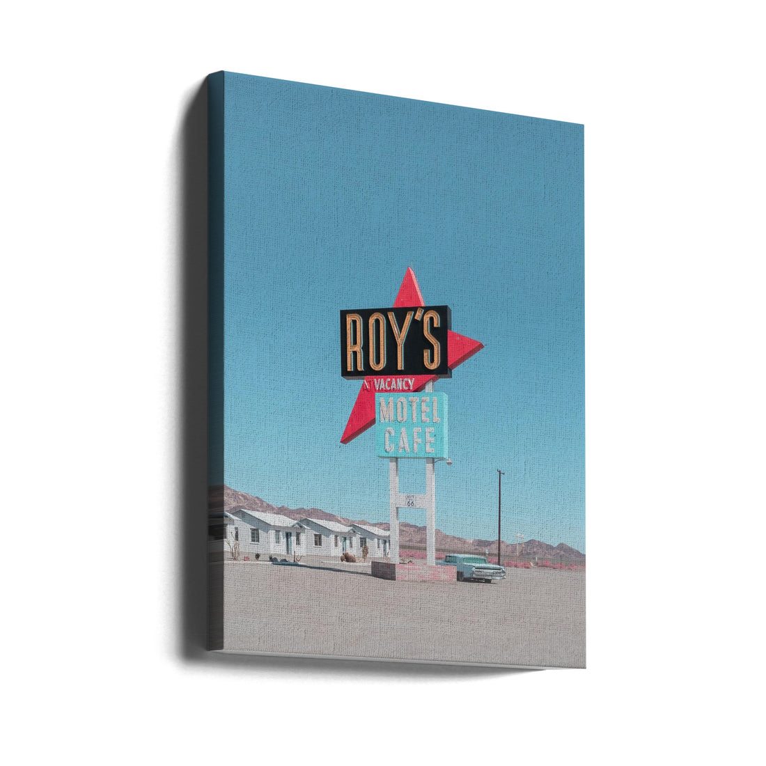 Roy's Motel Cafe Sign by Tom Windeknecht | Route 66 Vintage Desert, Large Canvas Wall Art Print | Artsy Earth