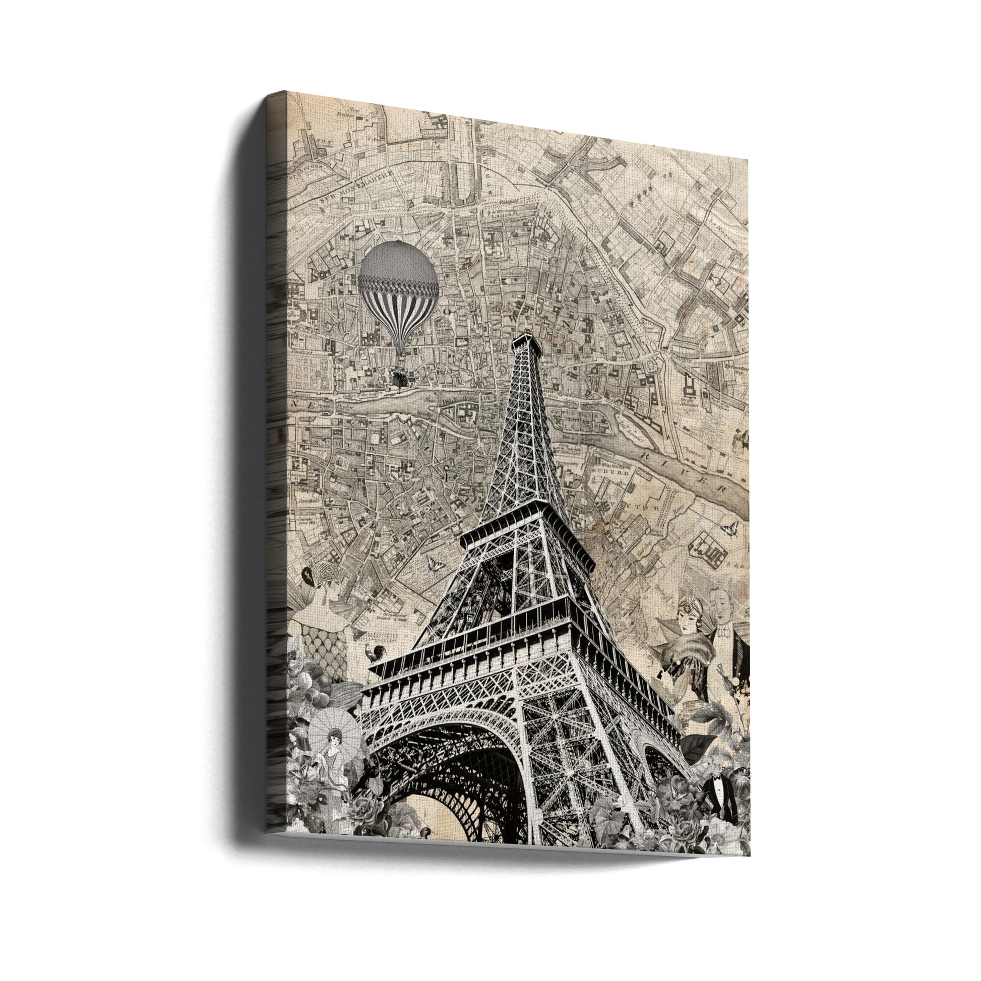 Paris City Break by Simon Goggin | Vintage Travel Map, Large Canvas Wall Art Print | Artsy Earth