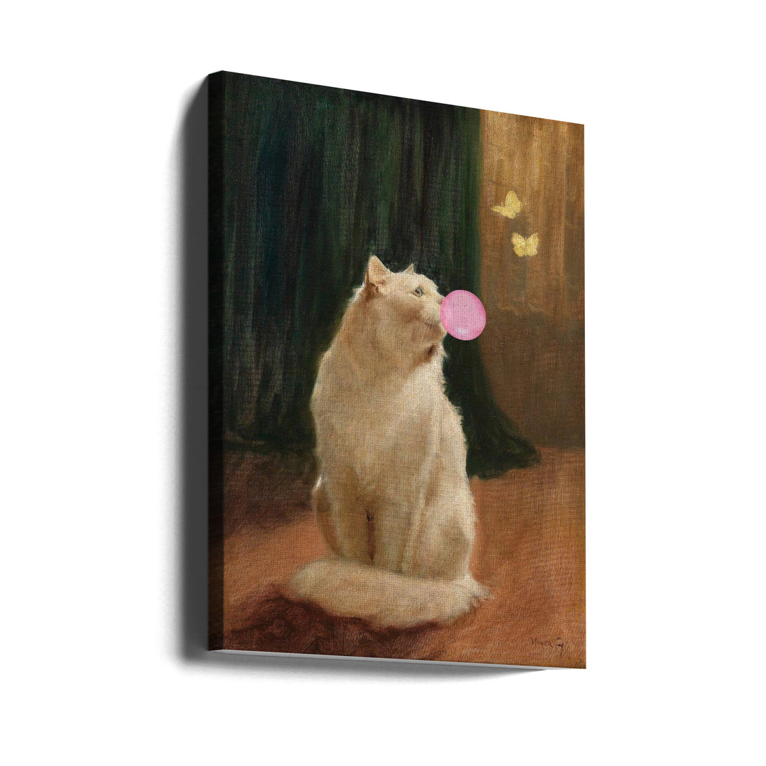 Bubble Gum and Cat by The Art Concept | Vintage Cat Art, Large Canvas Wall Art Print | Artsy Earth