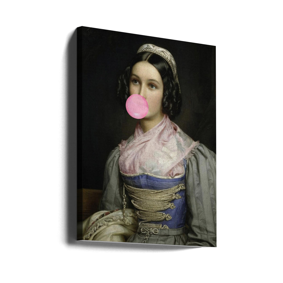 Bubble Gum Portrait by The Art Concept | Elegant Vintage Portrait, Large Canvas Wall Art Print | Artsy Earth