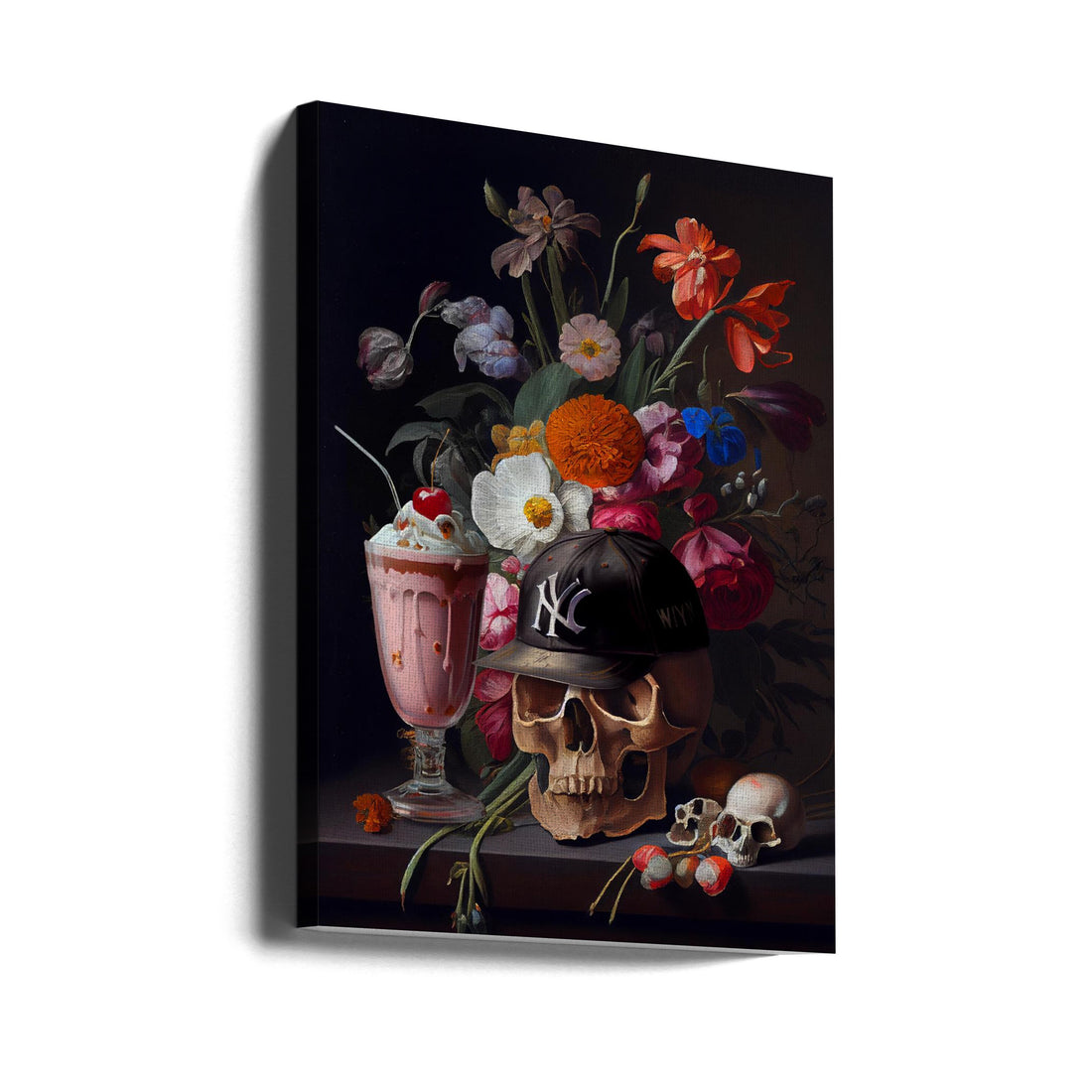 Skull Still Life by Dikhotomy | Gothic Floral Art, Large Canvas Wall Art Print | Artsy Earth