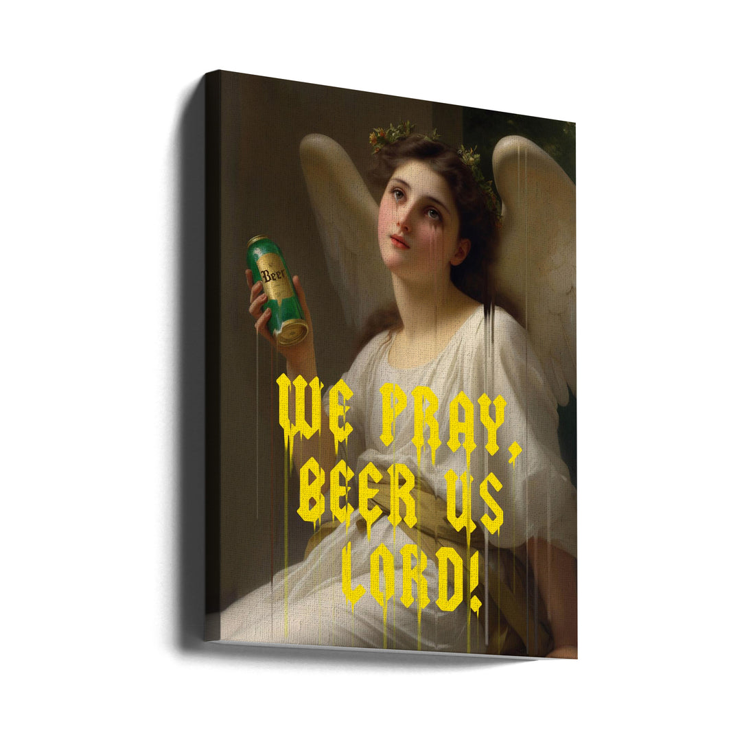 We Pray Beer Us Lord by Dikhotomy | Vintage Beer Art, Large Canvas Wall Art Print | Artsy Earth