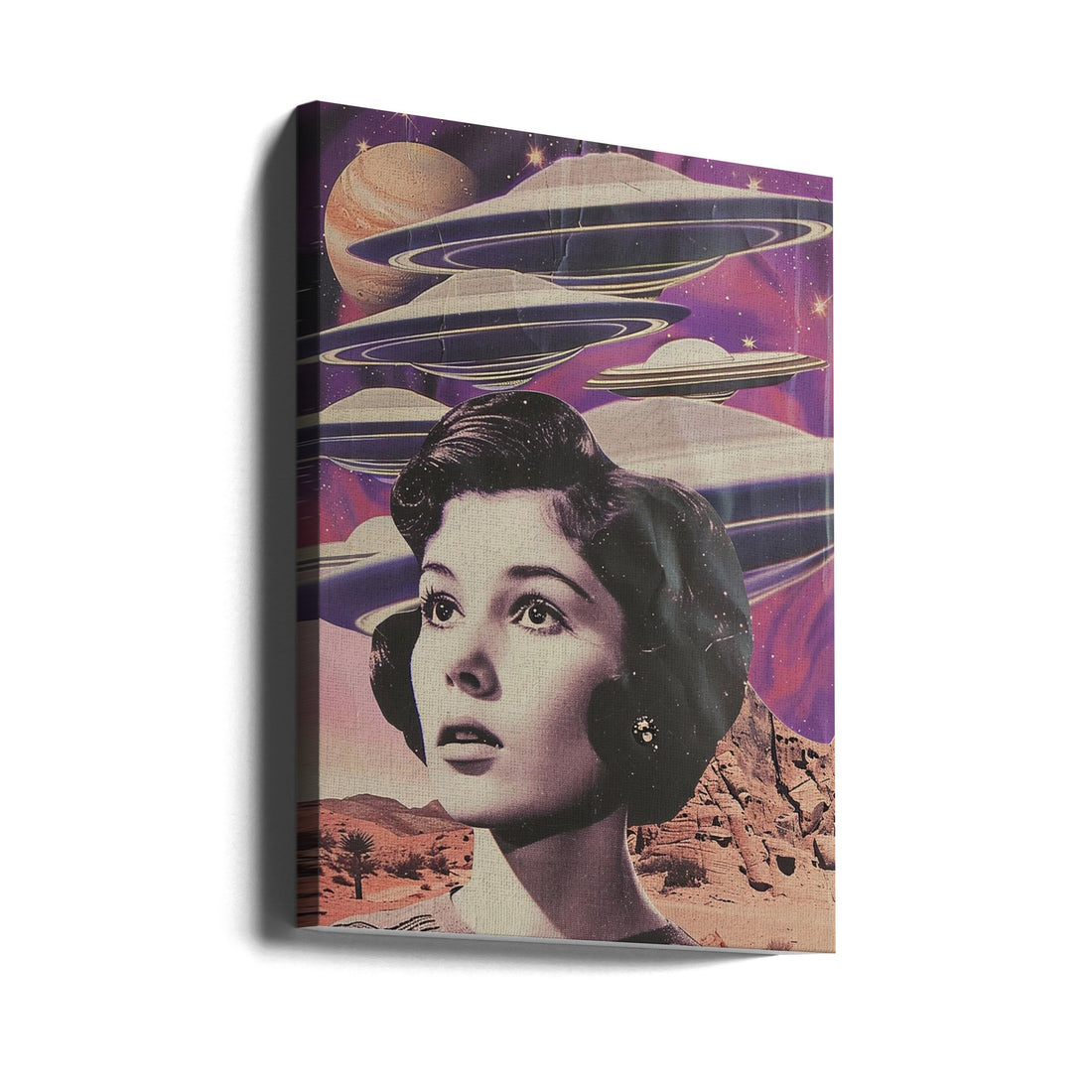 Planetary Purple Invasion by Samantha Hearn | Vintage Space Collage, Large Canvas Wall Art Print | Artsy Earth