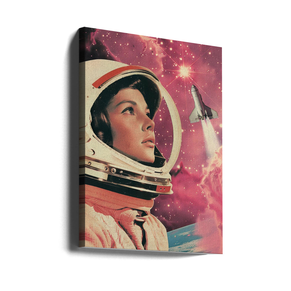 Astronaut Girl by Samantha Hearn | Vintage Space Collage, Large Canvas Wall Art Print | Artsy Earth