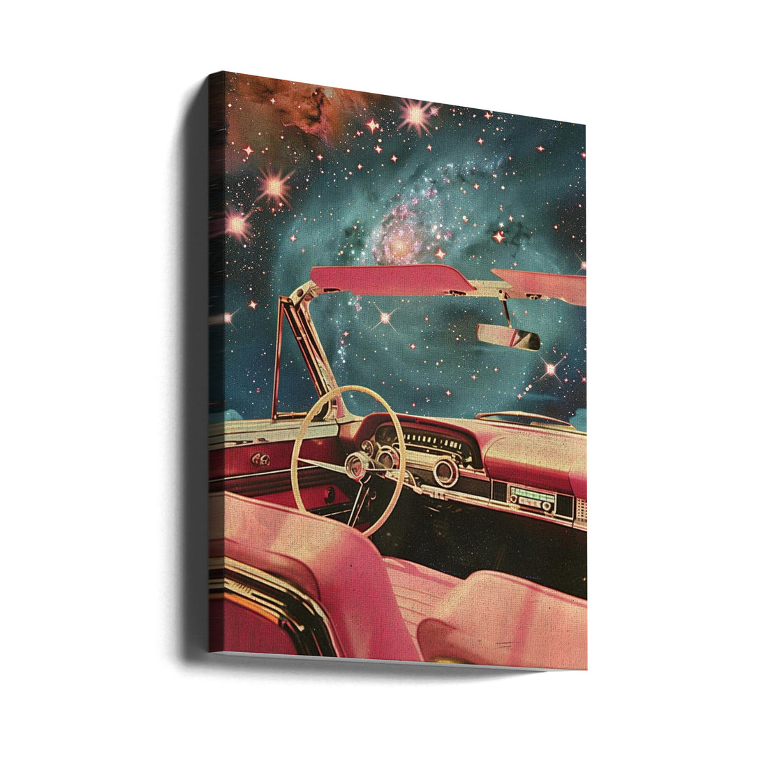 Cruising Through Space by Samantha Hearn | Vintage Space Car, Large Canvas Wall Art Print | Artsy Earth