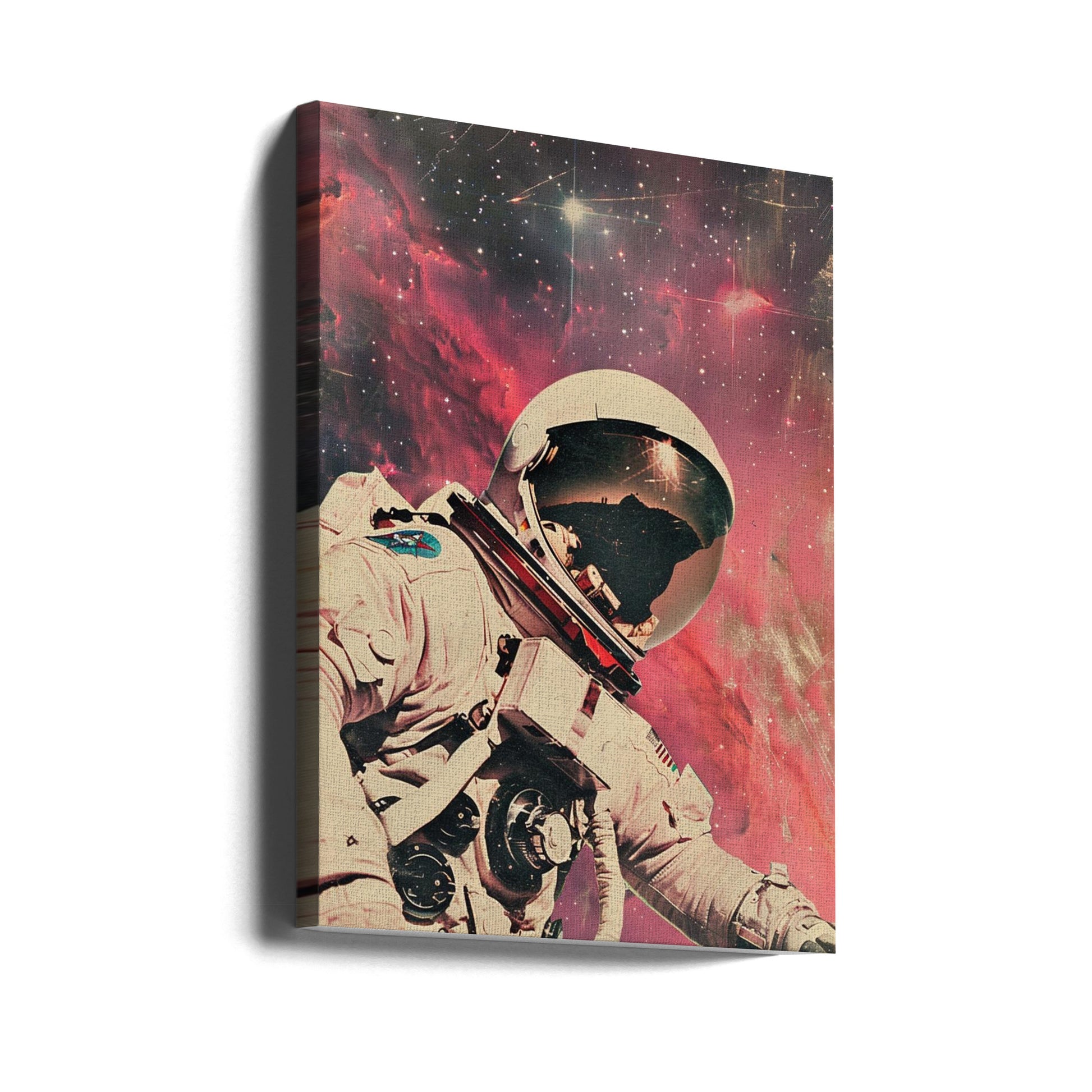 Astronaut In Space by Samantha Hearn | Retro Space Collage, Large Canvas Wall Art Print | Artsy Earth