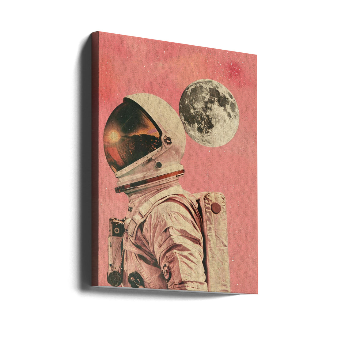 Spaceman Moon Collage by Samantha Hearn | Vintage Space Art, Large Canvas Wall Art Print | Artsy Earth