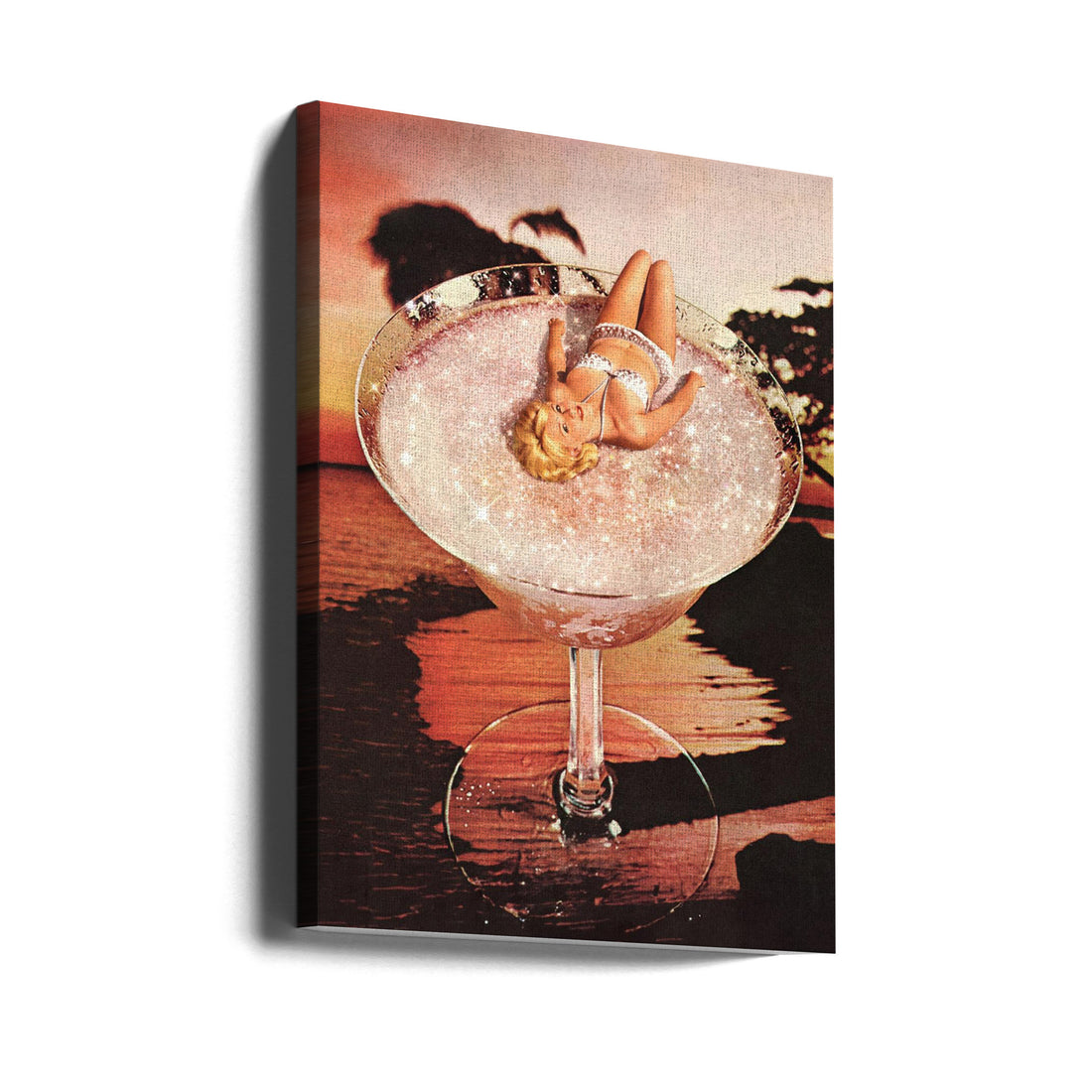 Glitter Pink Margarita by Vertigo Artography | Retro Cocktail Art, Large Canvas Wall Art Print | Artsy Earth