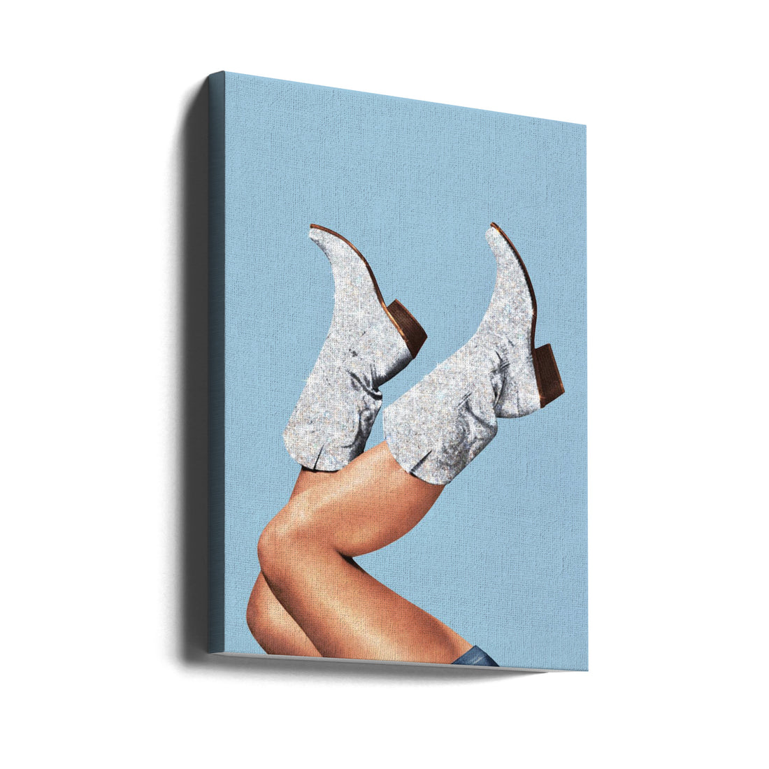 These Boots Glitter Blue by Vertigo Artography | Western Cowgirl Fashion, Large Canvas Wall Art Print | Artsy Earth