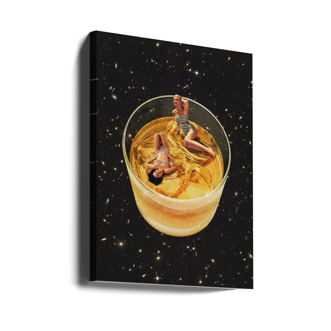 Whisky Besties by Vertigo Artography | Retro Space Collage, Large Canvas Wall Art Print | Artsy Earth