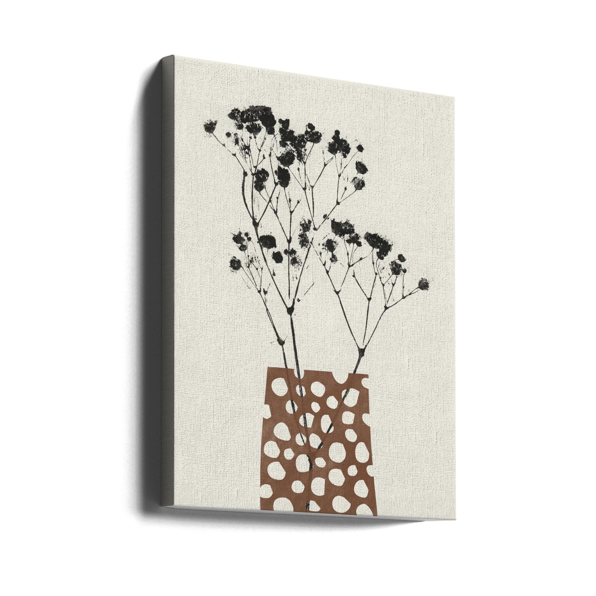 Gypsophila In a Brown Vase by Alisa Galitsyna | Botanical Still Life Drawing, Large Canvas Wall Art Print | Artsy Earth