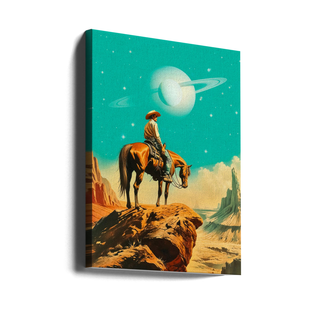 A Western Astronaut by Taudalpoi | Space Cowboy Surrealism, Large Canvas Wall Art Print | Artsy Earth