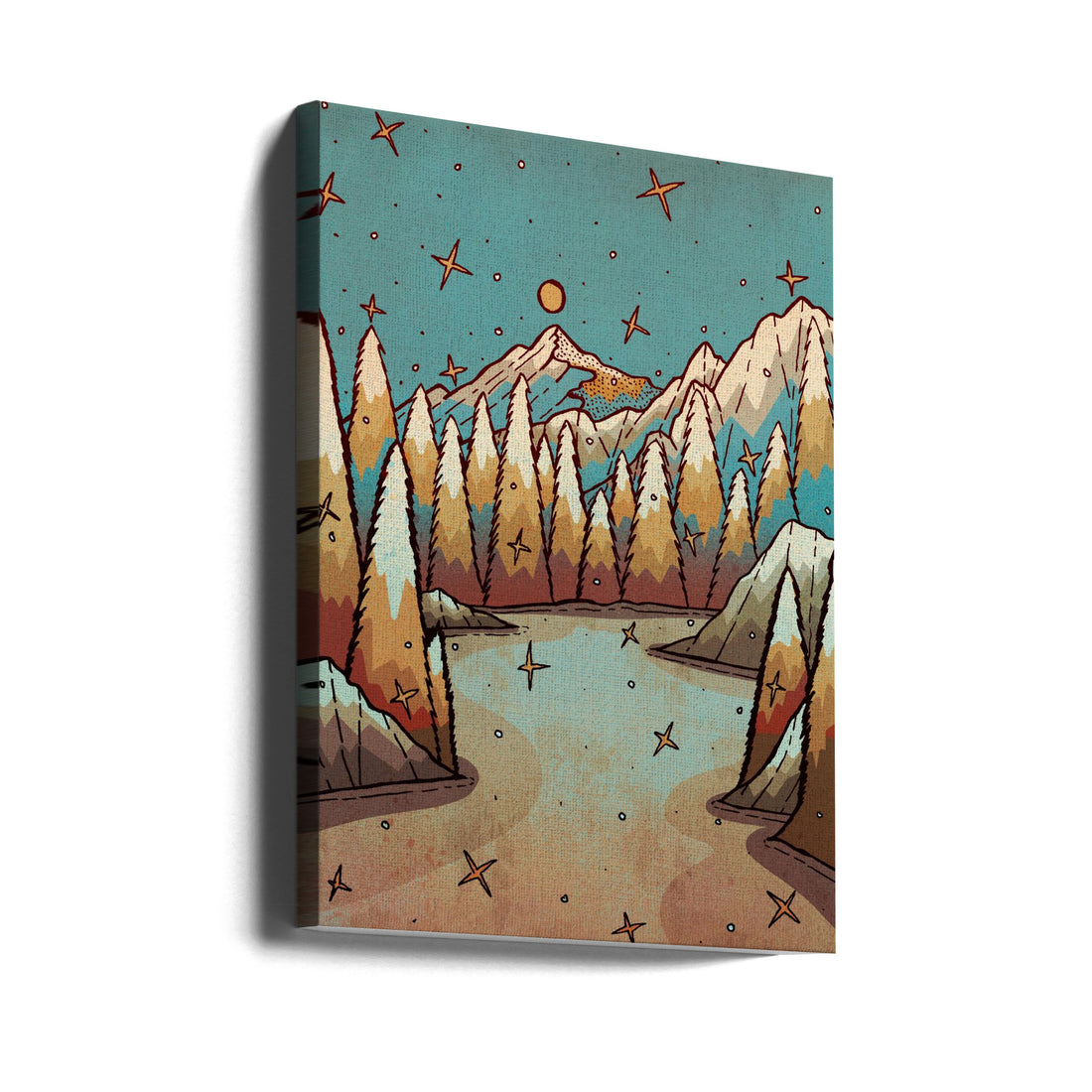 Winter of Gold and Blue by Stephen Wade | Winter Landscape Illustration, Large Canvas Wall Art Print | Artsy Earth