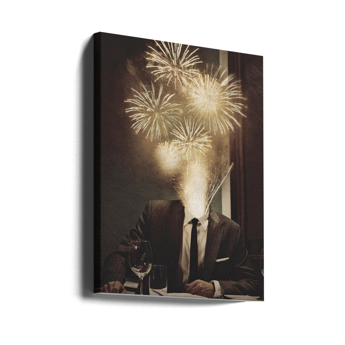 Fireworks Head by Vertigo Artography | Surreal Portrait Explosion, Large Canvas Wall Art Print | Artsy Earth