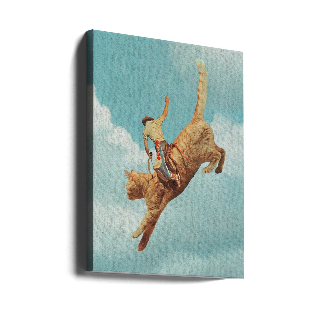 Rodeo Cat Western by Vertigo Artography | Cat Cowboy Action, Large Canvas Wall Art Print | Artsy Earth