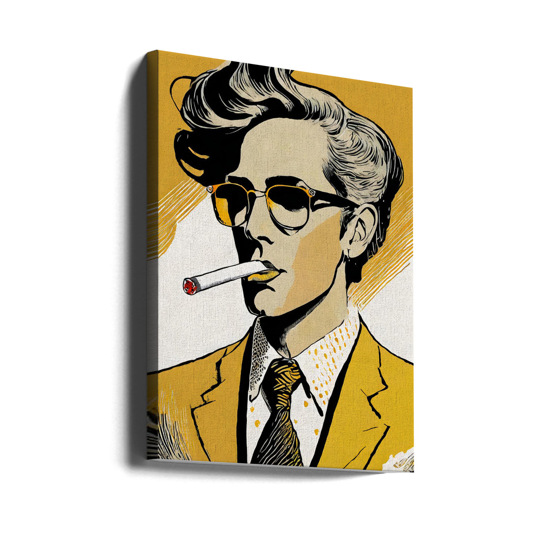 Cigarette Man by Andreas Magnusson | Retro Portrait Painting, Large Canvas Wall Art Print | Artsy Earth