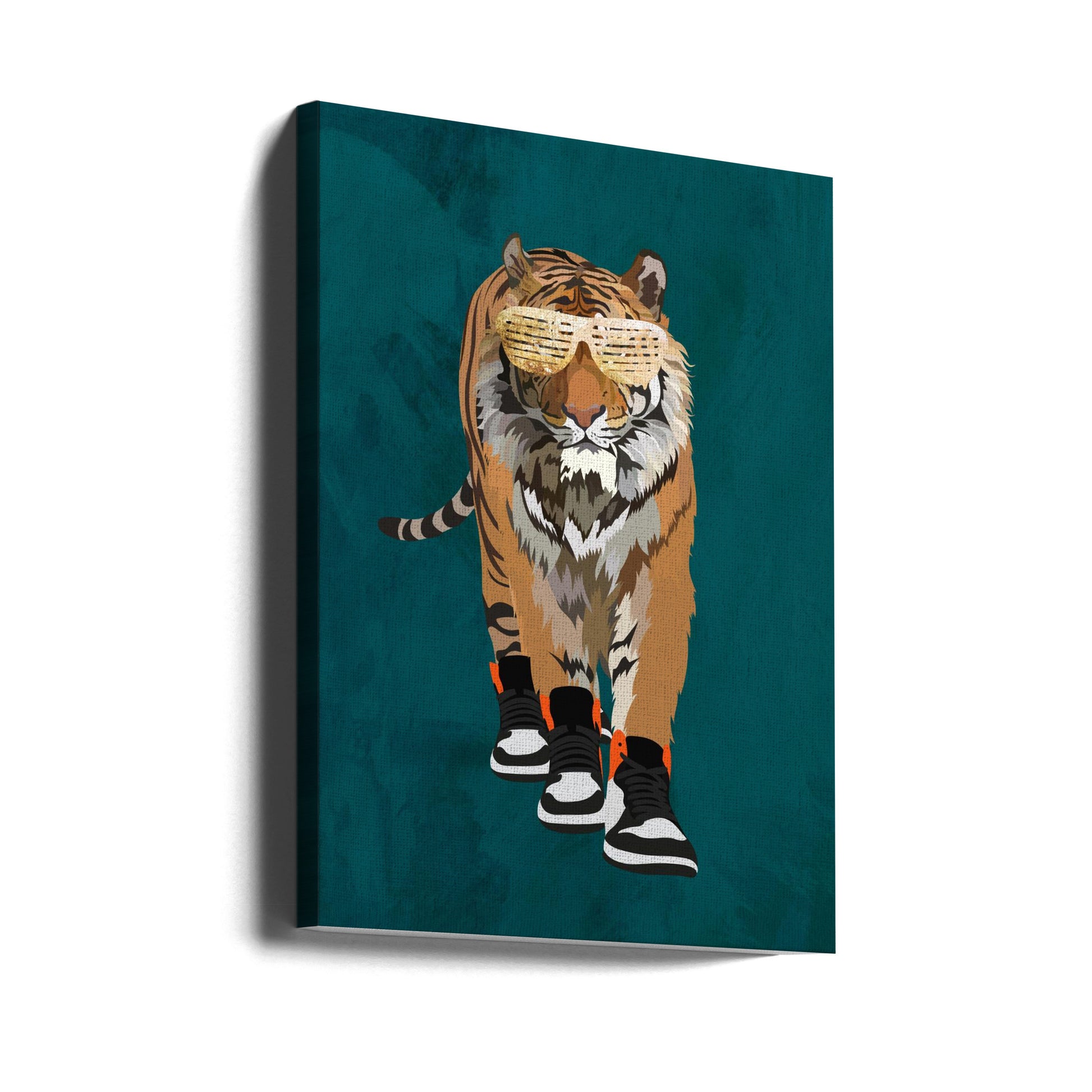 Tiger prowling in high top sneakers by Sarah Manovski | Cool Animal Fashion, Large Canvas Wall Art Print | Artsy Earth