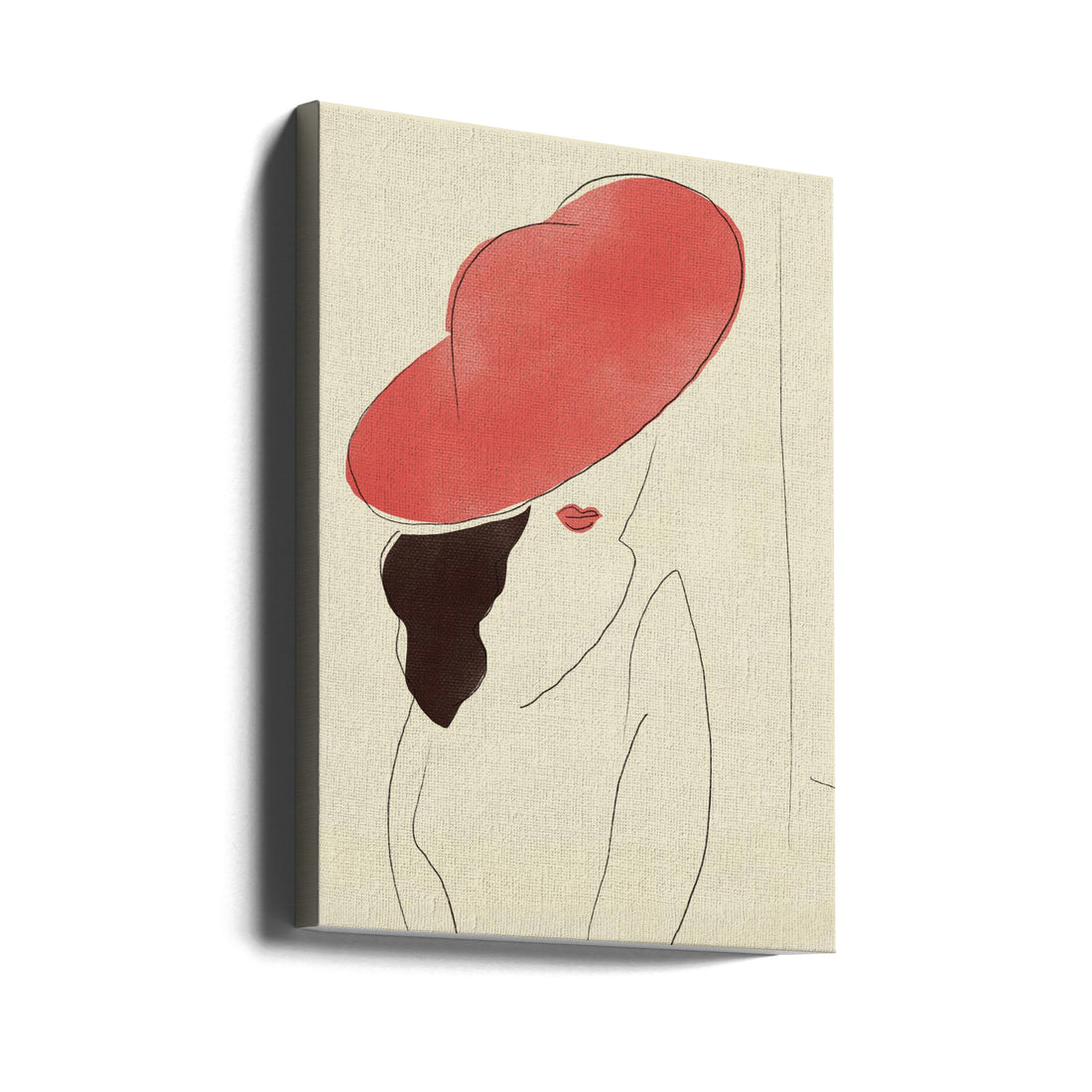 Red Hat Lady by Little Dean | Fashion Portrait Illustration, Large Canvas Wall Art Print | Artsy Earth