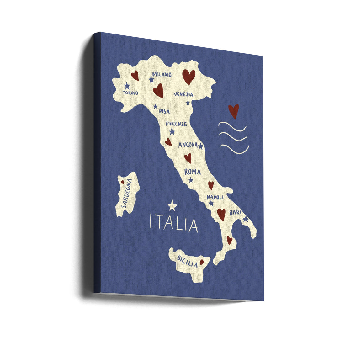 Italy Travel Map by Studio Dolci | European Holiday Map, Large Canvas Wall Art Print | Artsy Earth