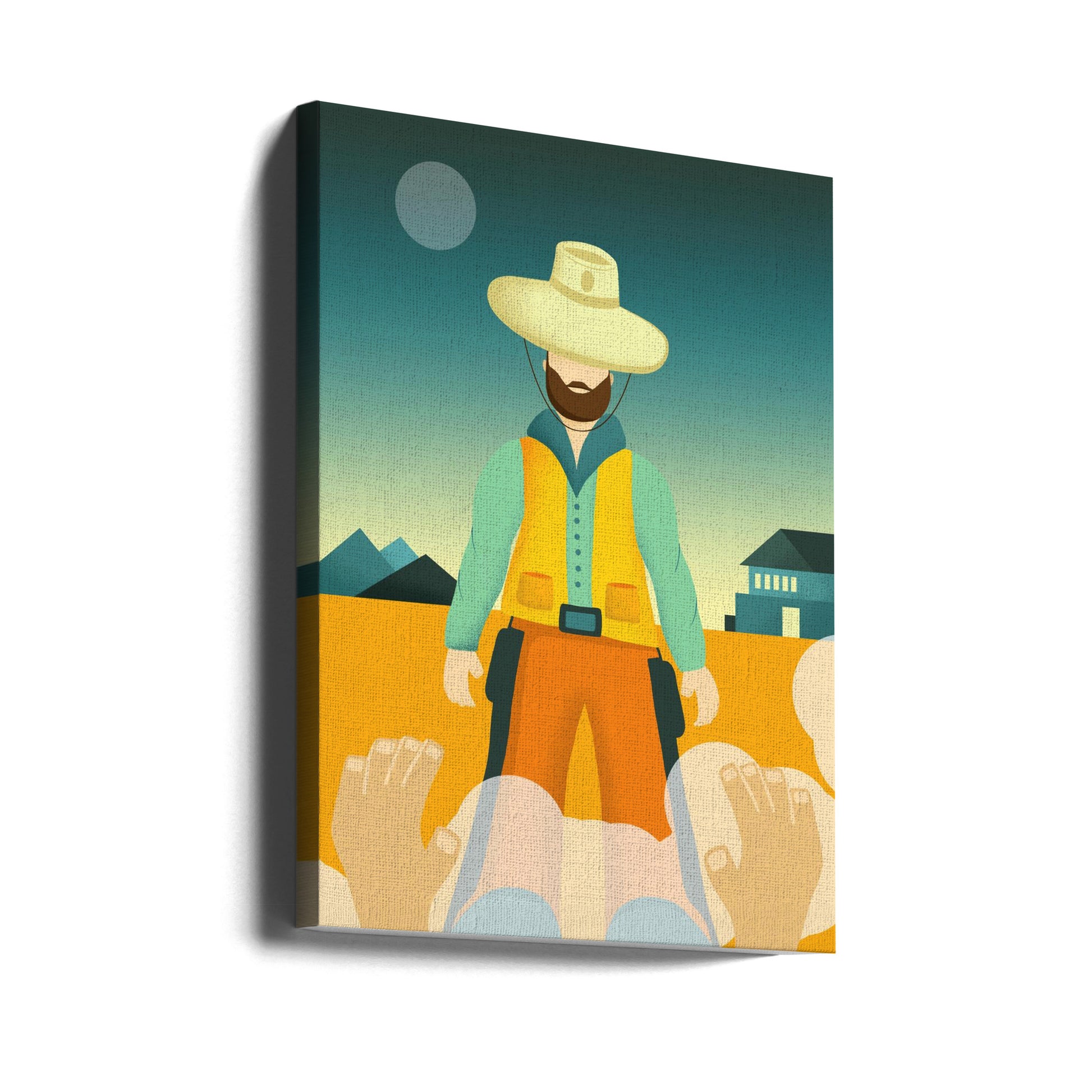 The Cowboy by Magdalena Herichova | Cowboy Hat Cartoon, Large Canvas Wall Art Print | Artsy Earth