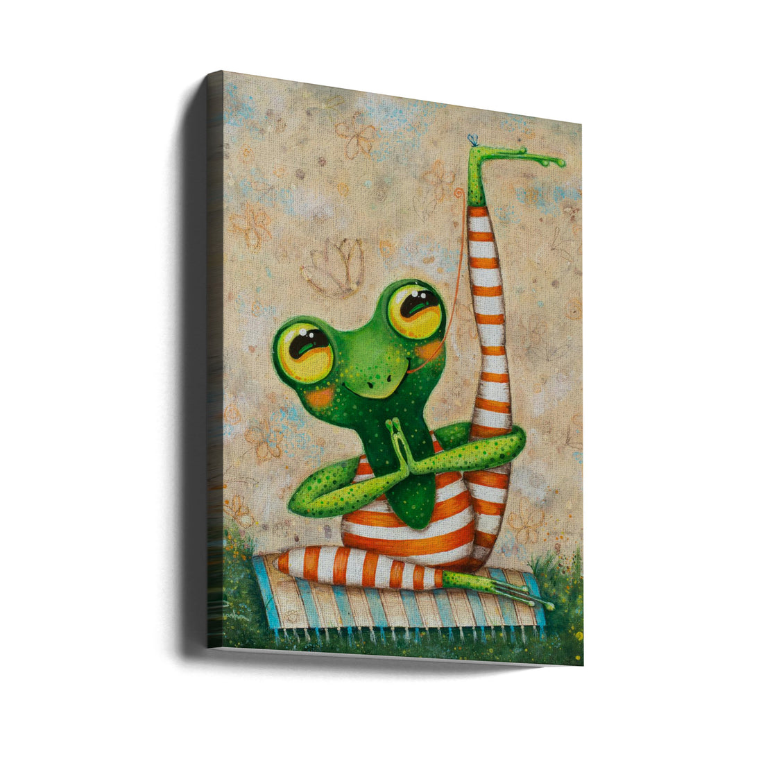 Green Frog Art by Aleksandra Paranchenko | Child Animal Illustration, Large Canvas Wall Art Print | Artsy Earth