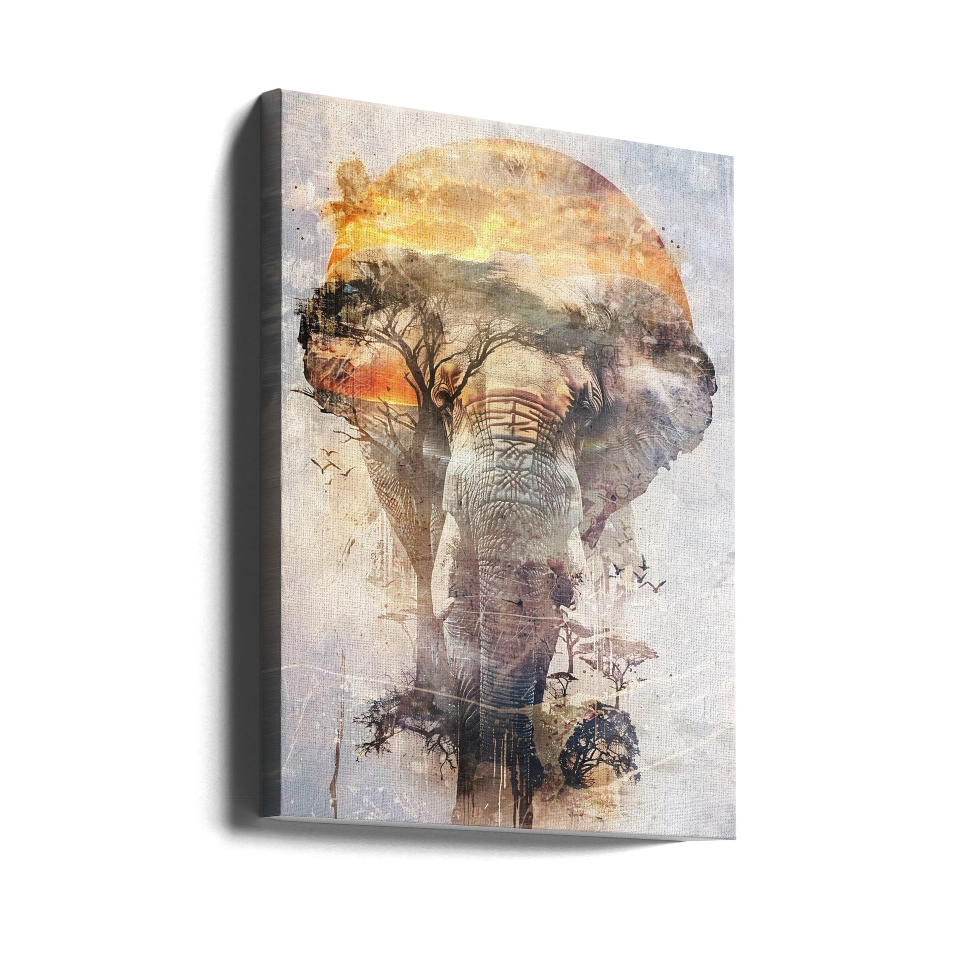 Vintage Elephant Art by Rafal Kulik | African Wildlife Illustration, Large Canvas Wall Art Print | Artsy Earth