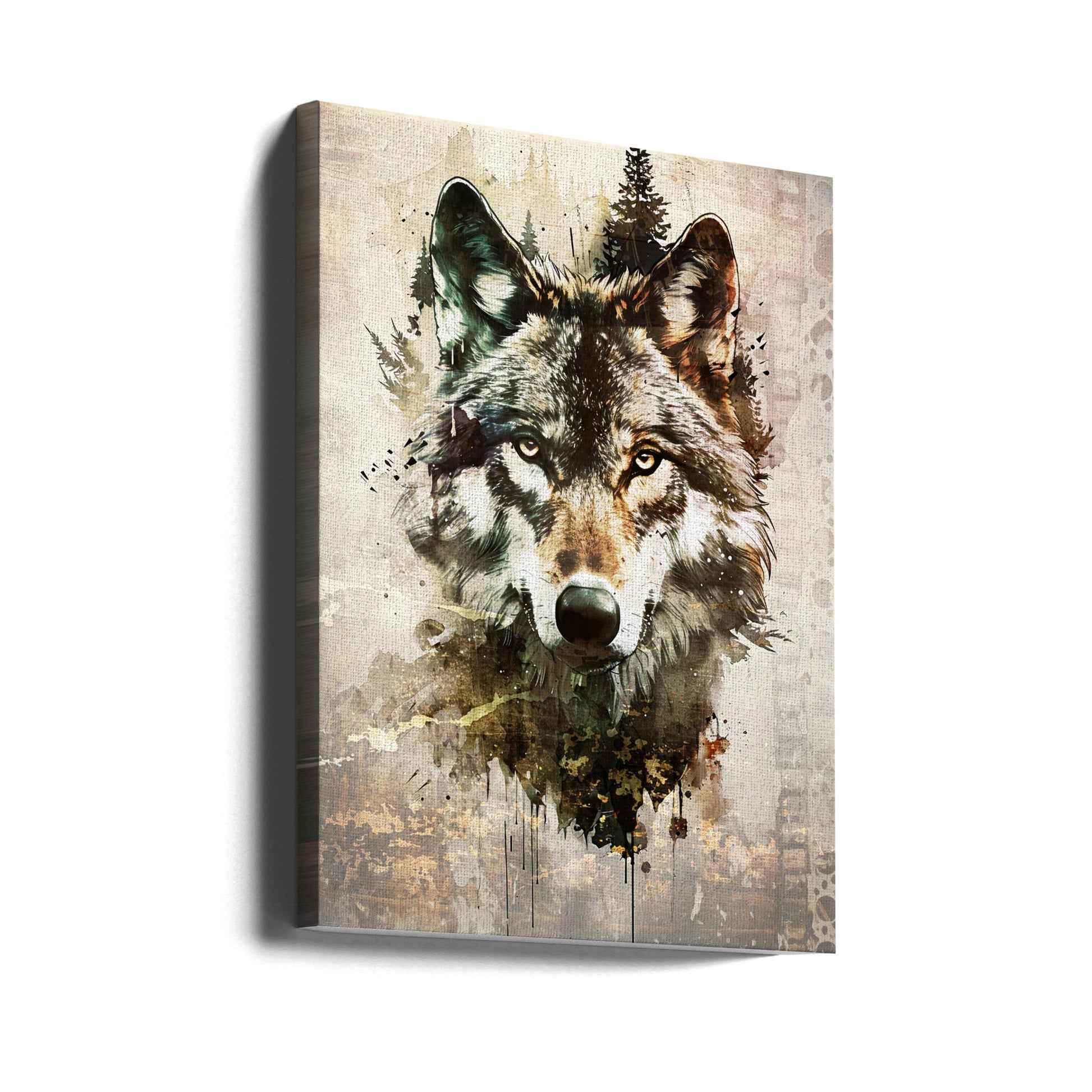 Wolf Wild Animal Art by Rafal Kulik | Vintage Animal Illustration, Large Canvas Wall Art Print | Artsy Earth