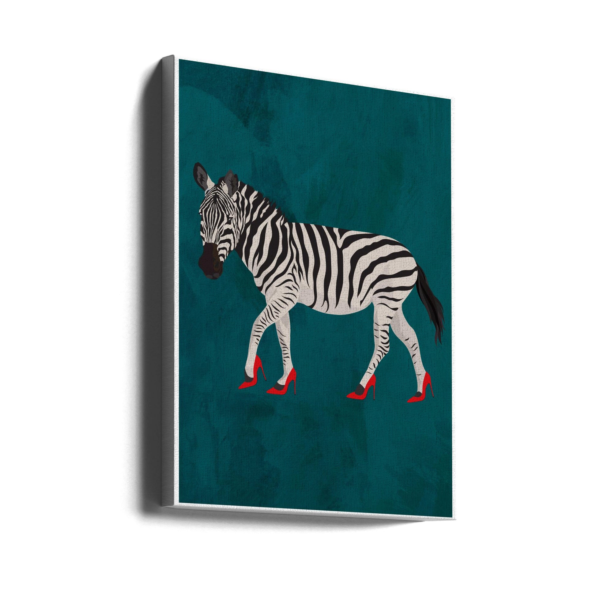 Zebra in Heels by Sarah Manovski | Painted Animal Illustration, Large Canvas Wall Art Print | Artsy Earth