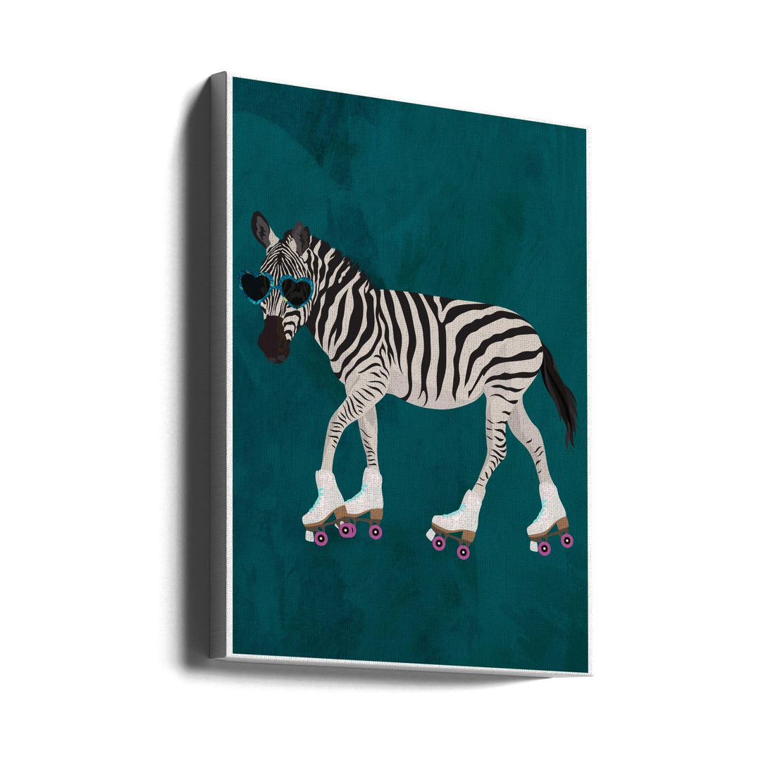 Zebra Rollerskating by Sarah Manovski | Animal Zebra Stripes, Large Canvas Wall Art Print | Artsy Earth