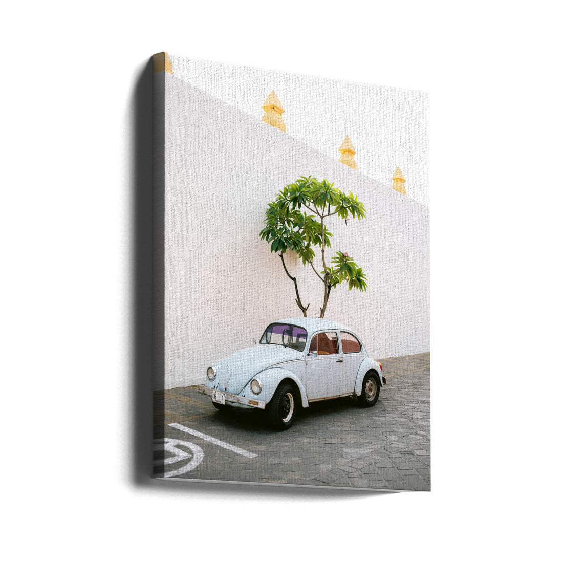 Pastel Volkswagen Beetle by Raisa Zwart | Vintage Classic Car, Large Canvas Wall Art Print | Artsy Earth