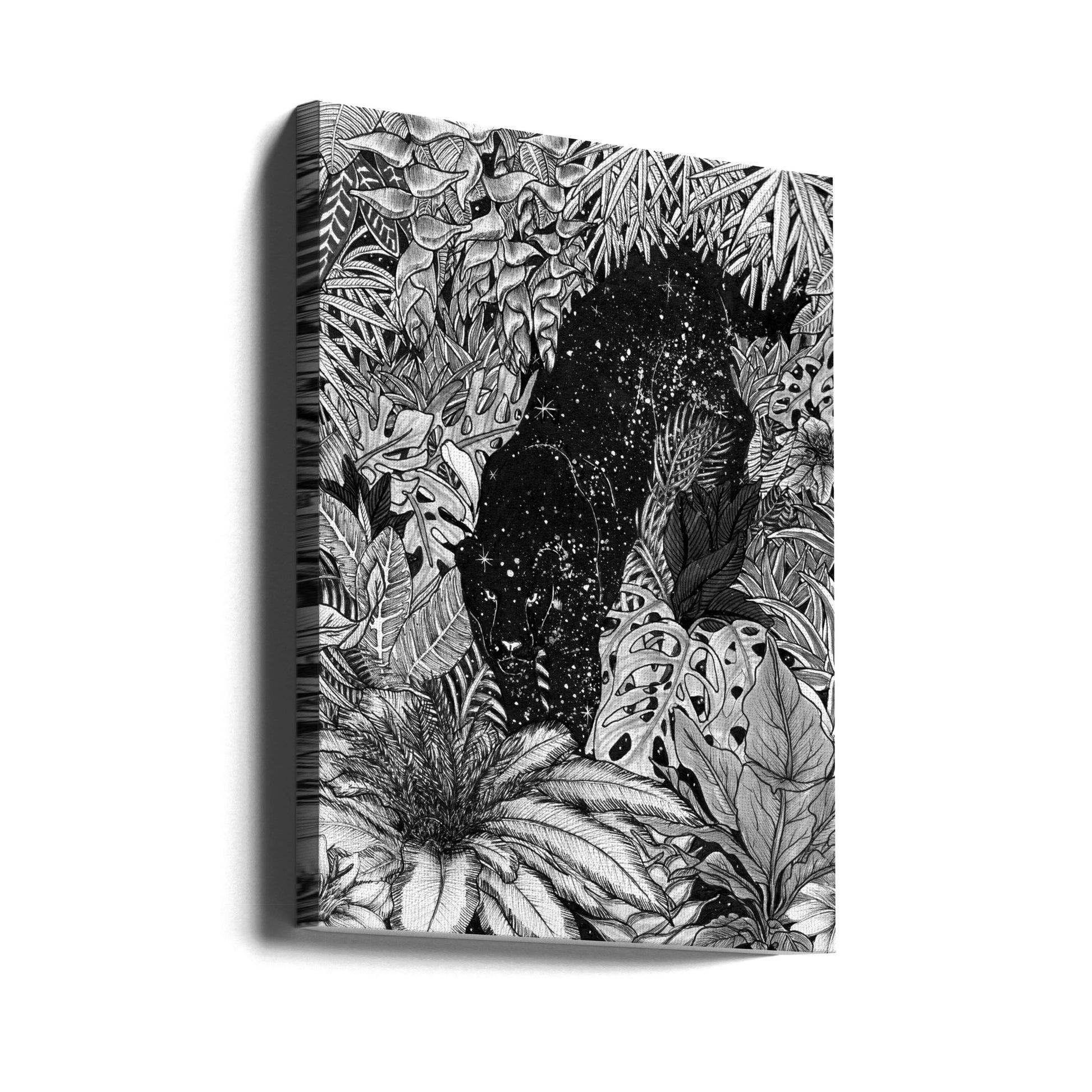 The Jungle At Night by Ec Mazur | Black And White Botanical Sketch, Large Canvas Wall Art Print | Artsy Earth