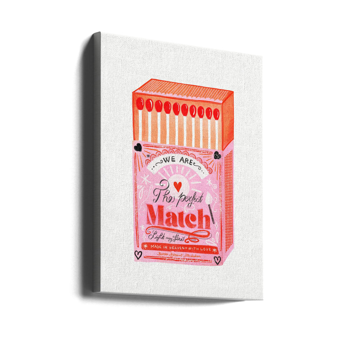 Match Box - The Perfect Match by Baroo Bloom | Love Quote Illustration, Large Canvas Wall Art Print | Artsy Earth