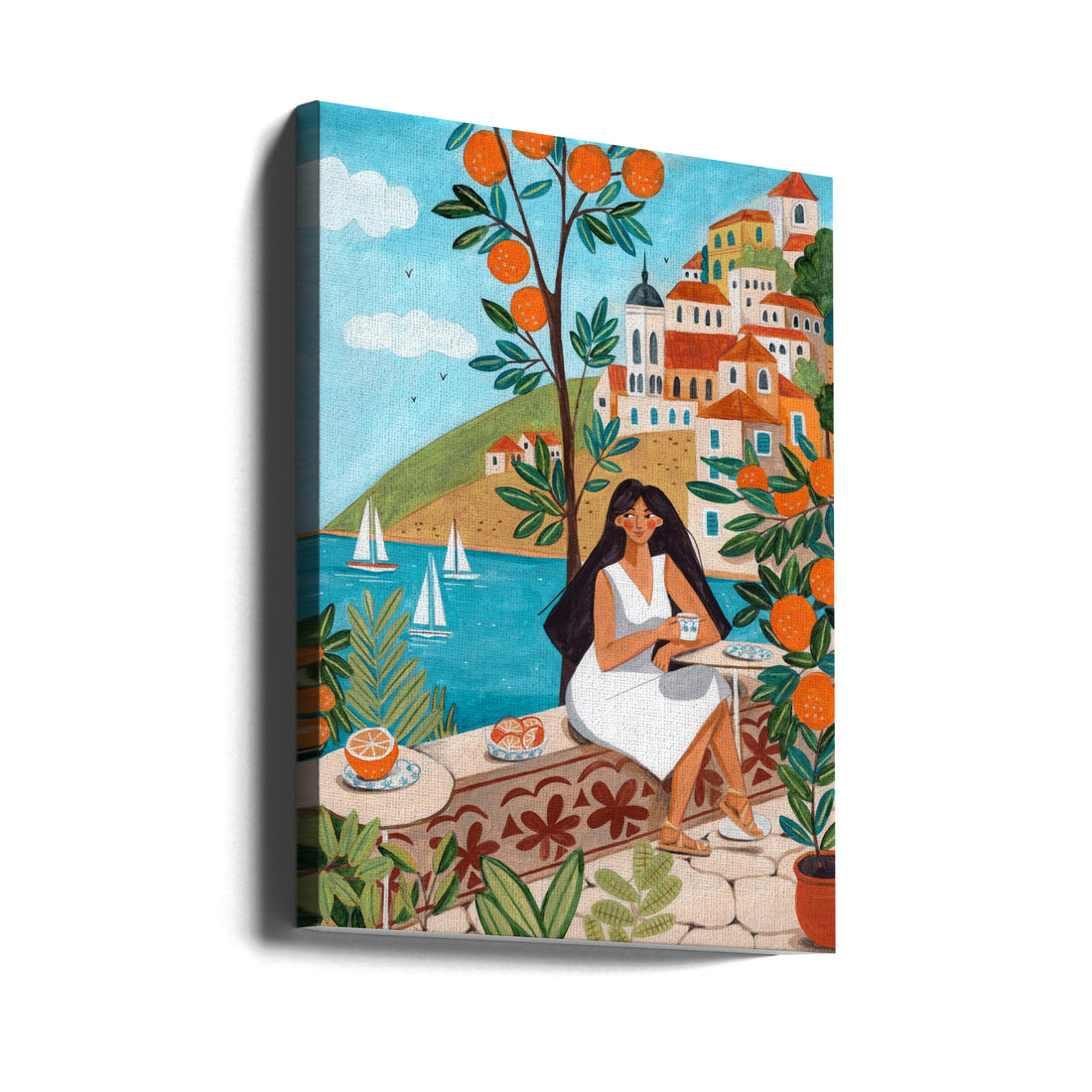 Mediterranean Travel Poster by Caroline Bonne Müller | Summer Mediterranean Coast, Large Canvas Wall Art Print | Artsy Earth