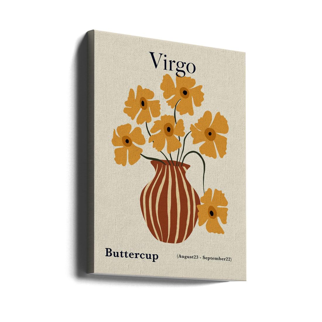 Virgo Buttercup by Miho Art Studio | Retro Botanical Illustration, Large Canvas Wall Art Print | Artsy Earth