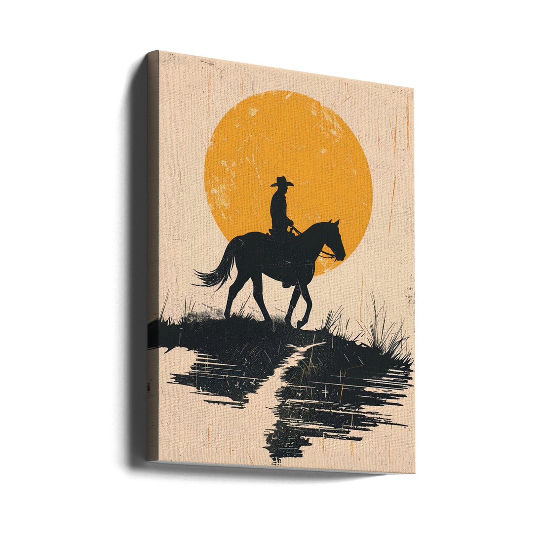 Cowboy In the Sunset by Andreas Magnusson | Horse Riding Silhouette, Large Canvas Wall Art Print | Artsy Earth