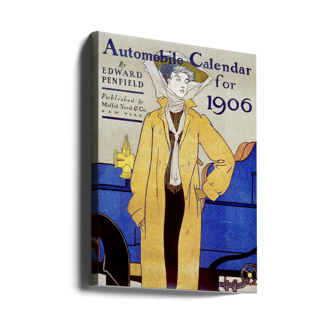 Automobile Calendar 1906 by Edward Penfield | Vintage Poster Illustration, Large Canvas Wall Art Print | Artsy Earth