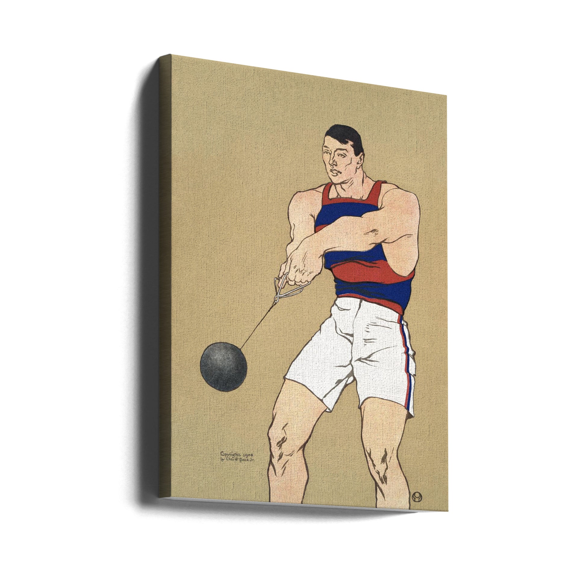 Hammer Throw by Edward Penfield | Vintage Sports Illustration, Large Canvas Wall Art Print | Artsy Earth