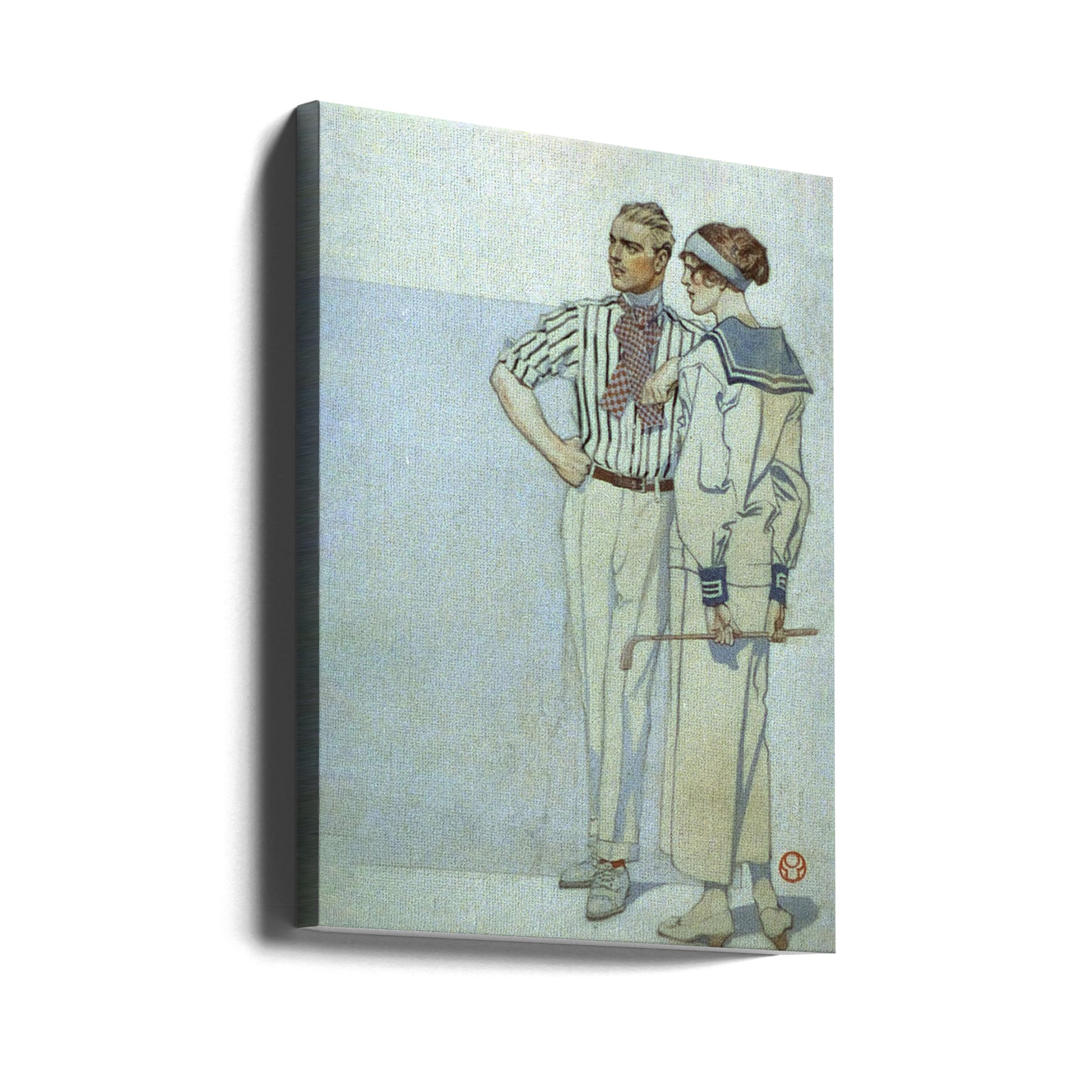 Man and Woman In Sport Clothes by Edward Penfield | Vintage Fashion Illustration, Large Canvas Wall Art Print | Artsy Earth