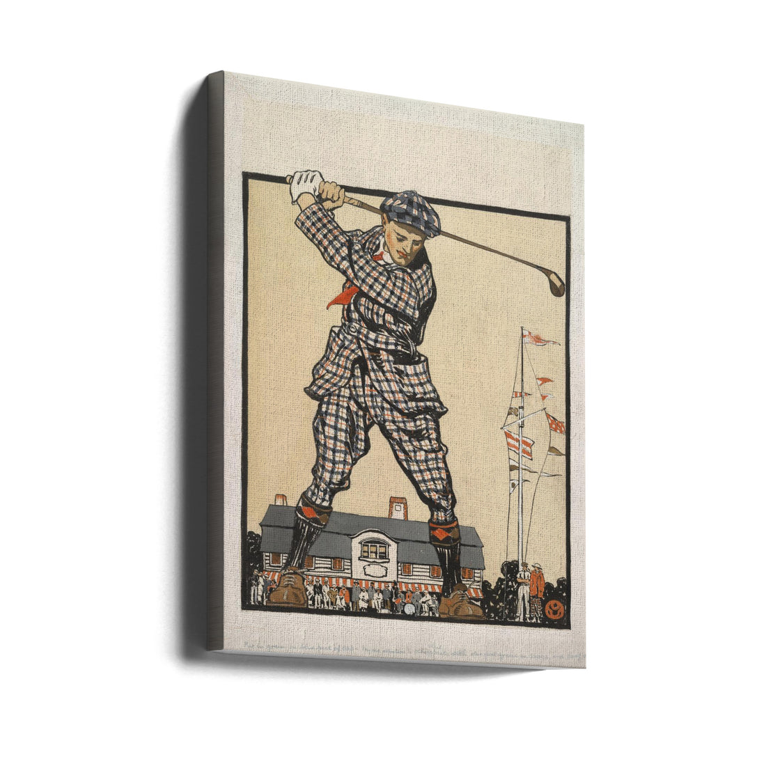 Man Swinging Golf Club by Edward Penfield | Vintage Golf Illustration, Large Canvas Wall Art Print | Artsy Earth