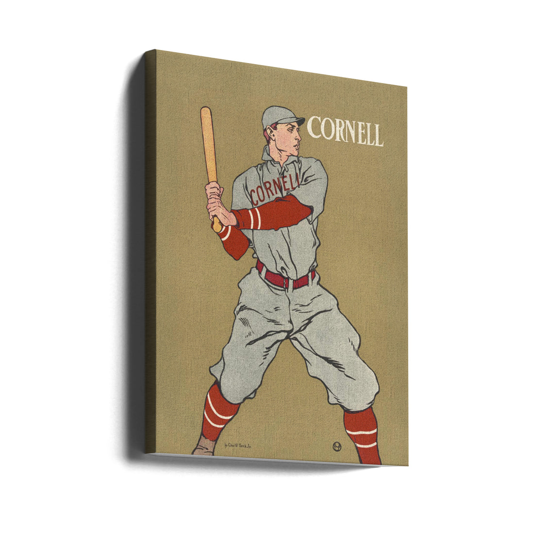 Vintage Baseball Player Drawing by Edward Penfield | Retro Sports Illustration, Large Canvas Wall Art Print | Artsy Earth