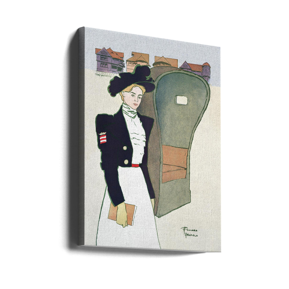 Woman Holding Book by Edward Penfield | Vintage Fashion Illustration, Large Canvas Wall Art Print | Artsy Earth