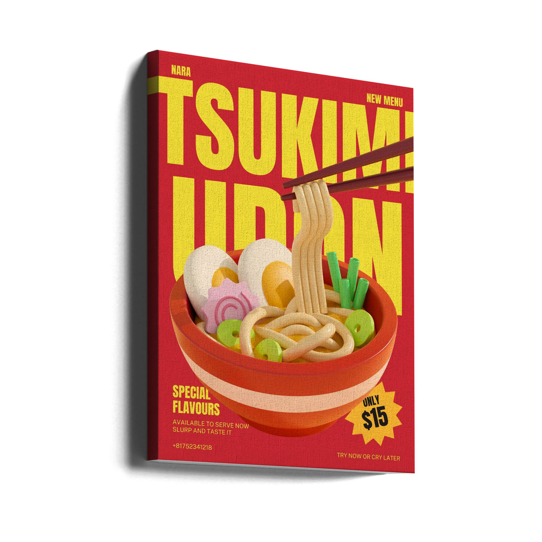 Tsukimi Udon Menu by Julia Ramiro | Japanese Noodle Cuisine, Large Canvas Wall Art Print | Artsy Earth