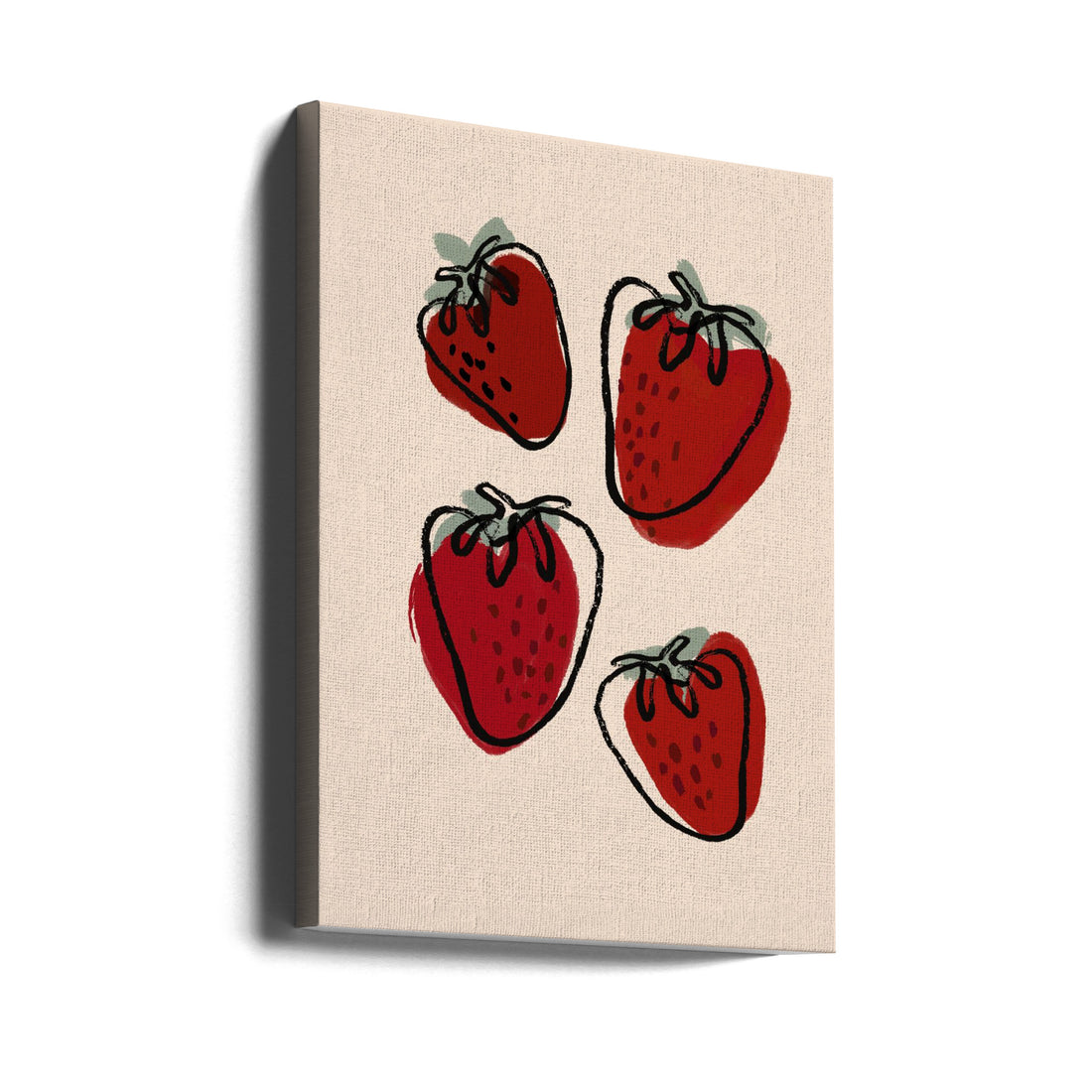 Fresh Strawberries by Treechild | Red Berry Illustration, Large Canvas Wall Art Print | Artsy Earth