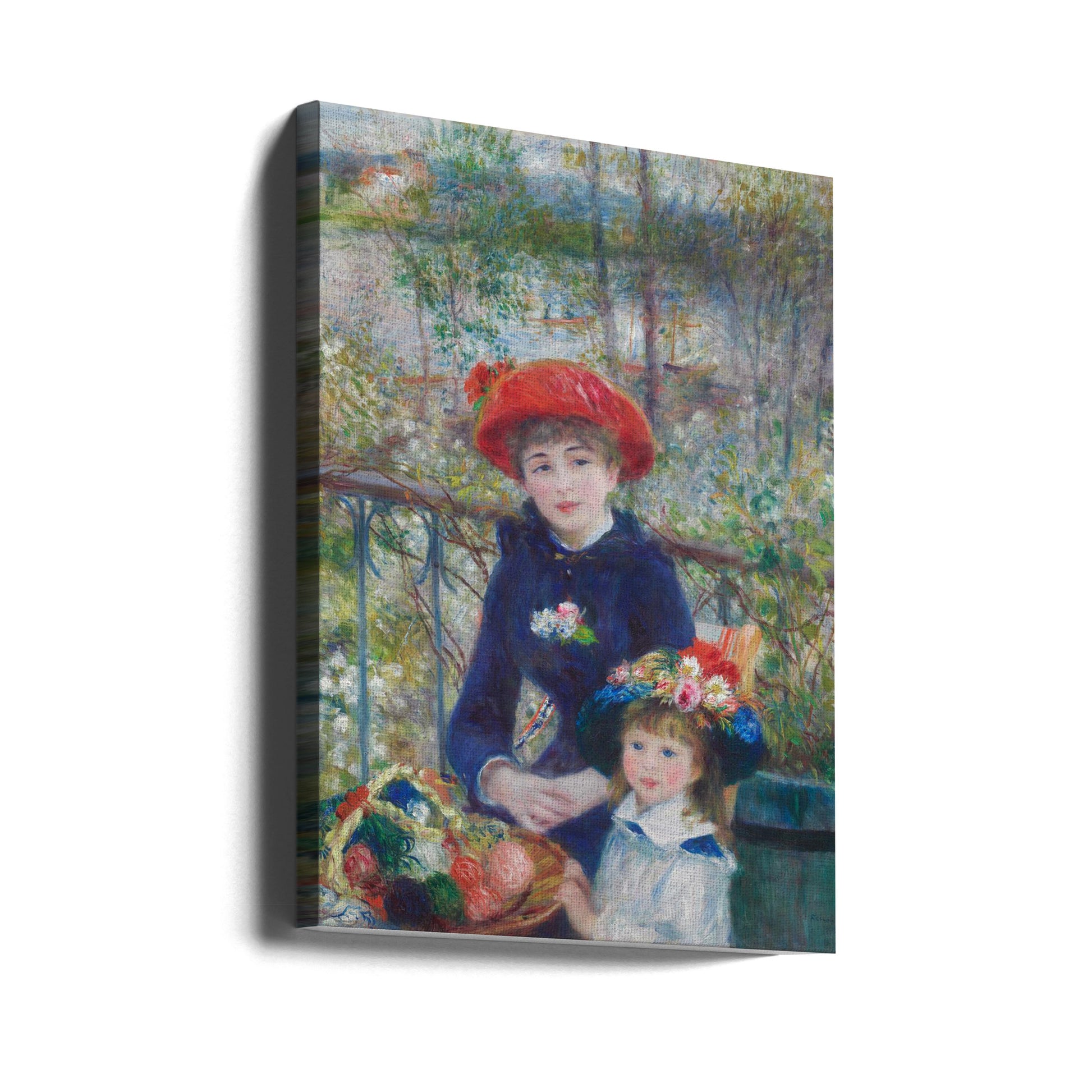 Two Sisters On the Terrace by Pierre Auguste Renoir | Vintage Floral Portrait, Large Canvas Wall Art Print | Artsy Earth