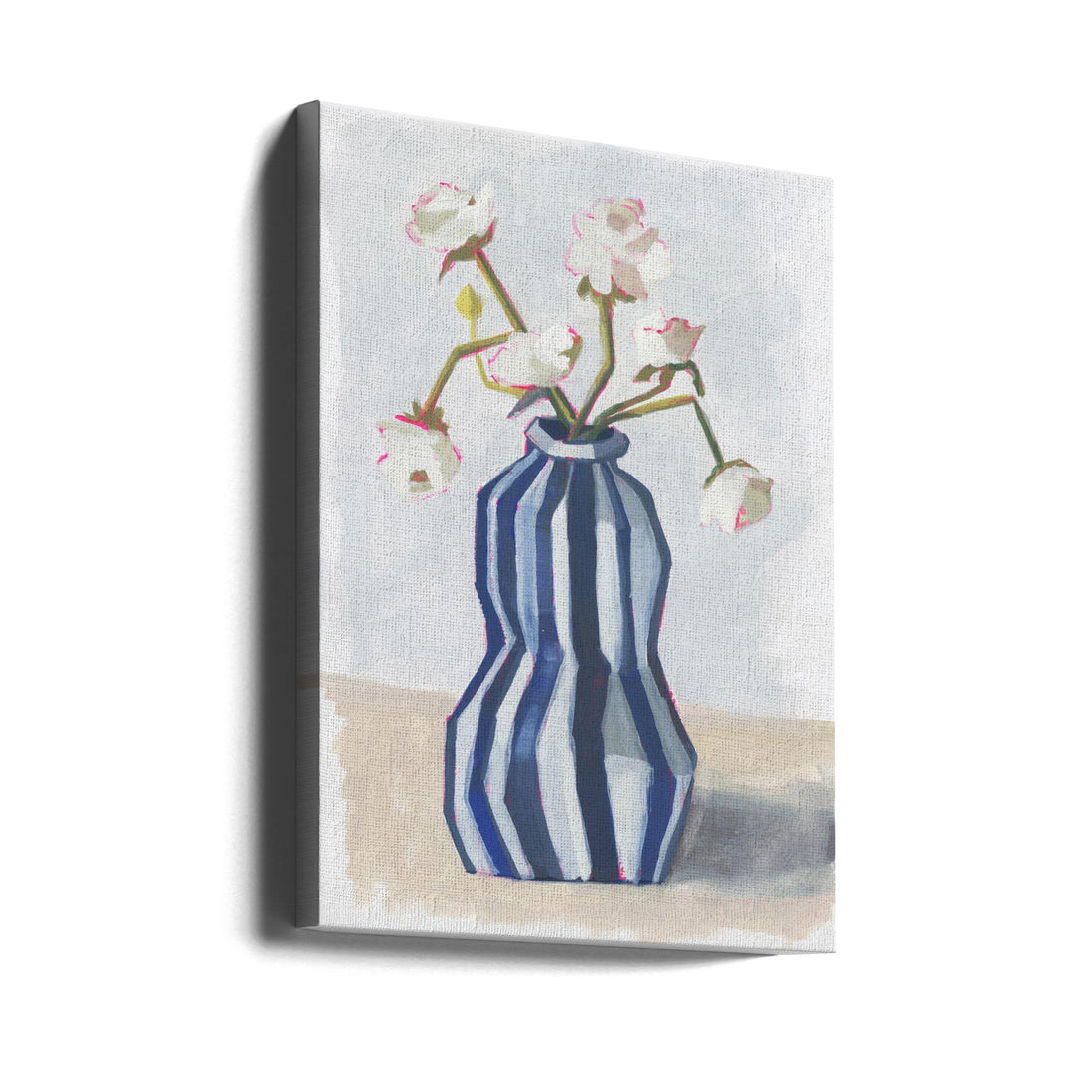 Flowers in a striped vase II by Lucrecia Caporale | Floral Still Life, Large Canvas Wall Art Print | Artsy Earth