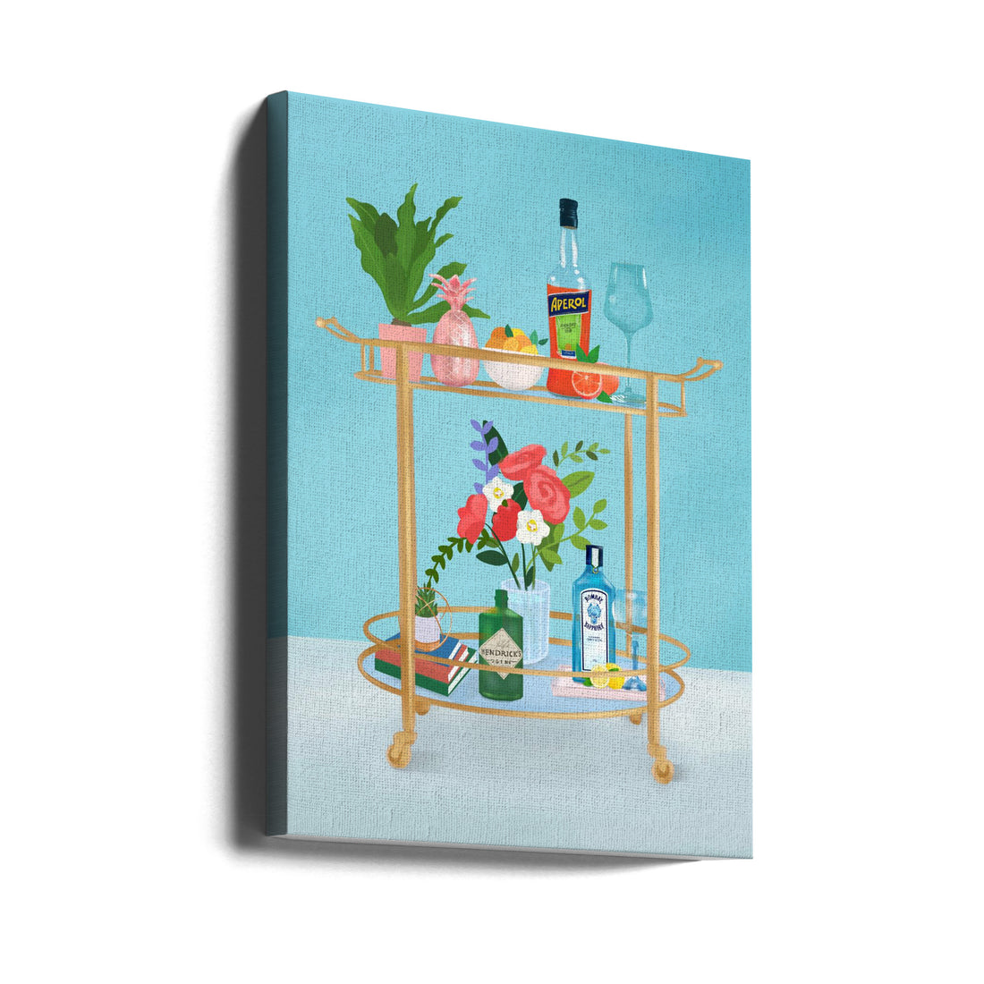 Bar Cart by Petra Lizde | Cocktail Bar Cart, Large Canvas Wall Art Print | Artsy Earth