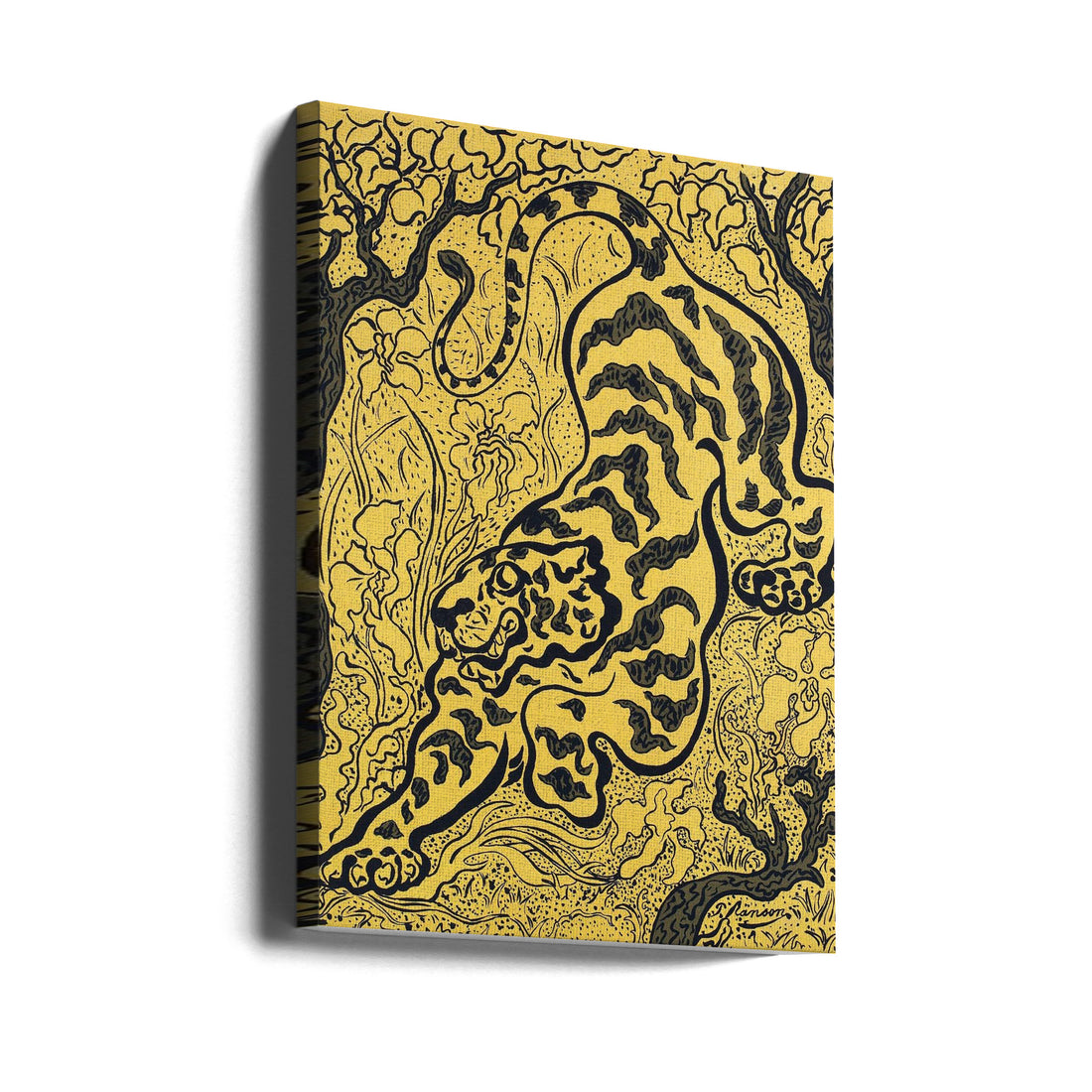 Tiger Jungle Art by Paul Ranson | Japanese Wildlife Illustration, Large Canvas Wall Art Print | Artsy Earth