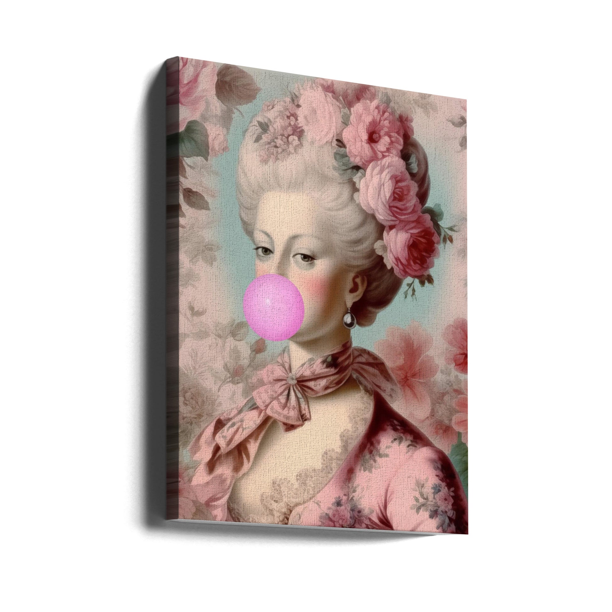 Pink Rose Portrait by Grace Digital Art Co | Floral Fashion Portrait, Large Canvas Wall Art Print | Artsy Earth